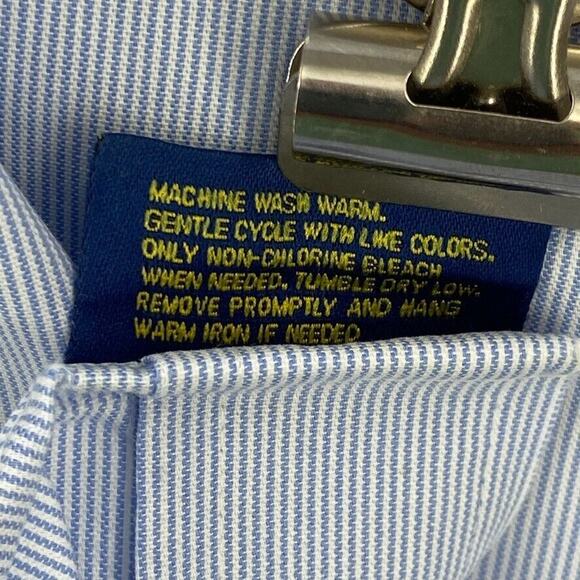 Club Room Shirt Mens 16.5 Blue Striped Button Up Long Sleeve Pinpoint Collared - Picture 6 of 12